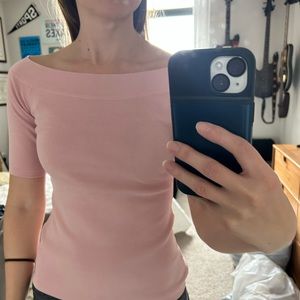 White House Black Market Pink Off-Shoulder Top